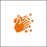 Orange clapping hands graphic