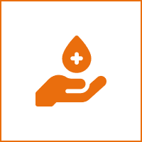 Healthcare symbol with hand and droplet