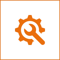 Orange gear with wrench symbol