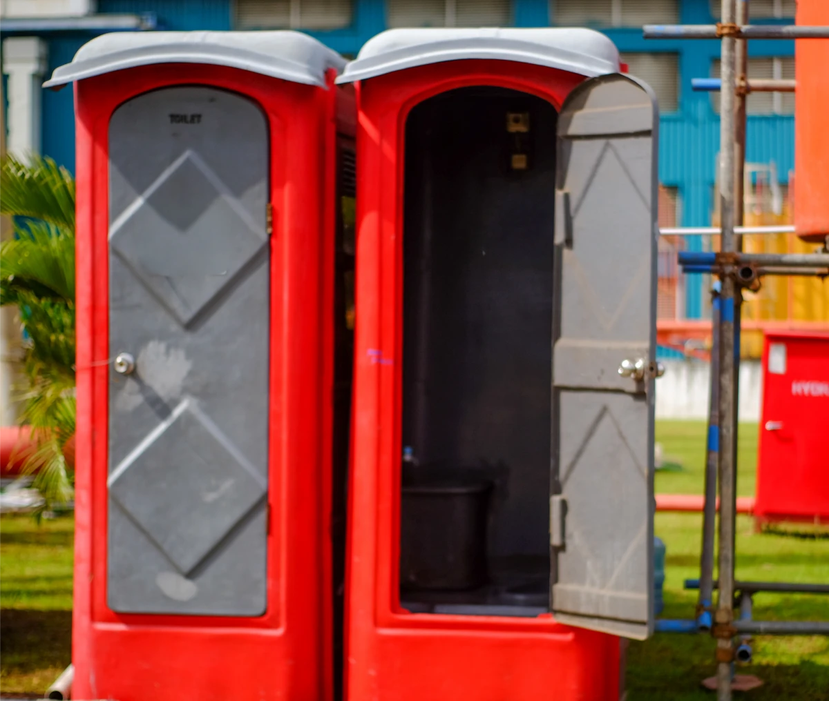 Temporary restroom facilities outdoors